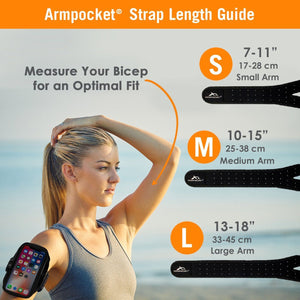 Armpocket Racer Edge Strap Size Guide