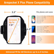 Load image into Gallery viewer, Armpocket X Plus armband for iPhone 15/14/13/12/11 Pro Max, XS Max Galaxy Note 20 S23/S22/S21/20 Ultra & large full screen devices