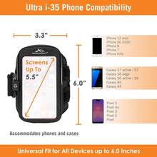 Load image into Gallery viewer, Clearance - Ultra i-35 Smartphone Armband for iPhone 6, Galaxy S6,  & more Fits Screens Up To 5.5" Old 2 Port Design - SAVE 50%